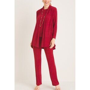 Chico’s Travelers classic long line open front cardigan red size 8/10
